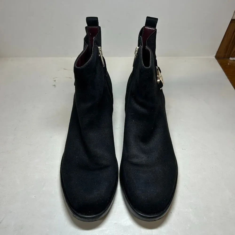 Tommy Hilfiger Womens 9 M Black Faux Suede Imiera Ankle Booties NIB RY3